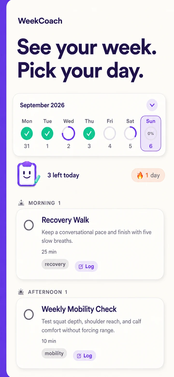 WeekCoach: Keep workouts in your calendar